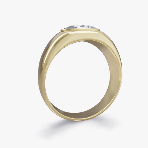 Side view of our Affori Setting in 18ct Yellow Gold Featuring an Oval Brilliant Diamond