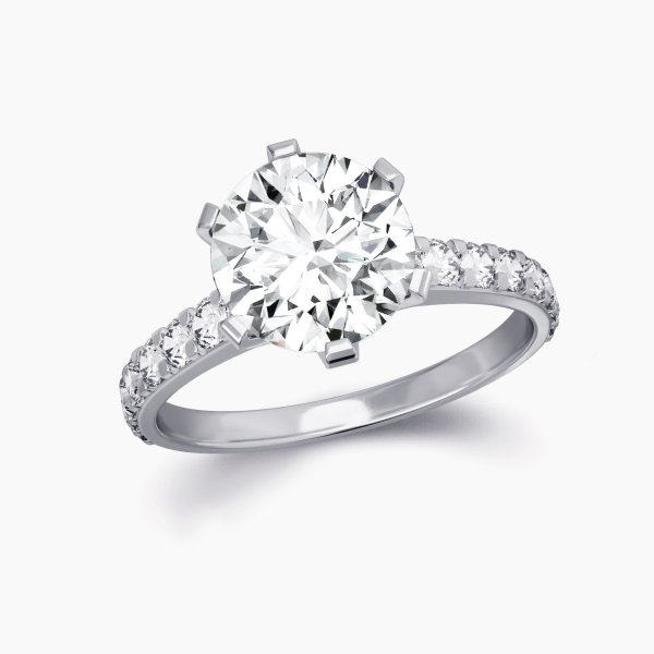 Our Lambeth setting is a classic 6 claw engagement ring featuring a claw set diamond band