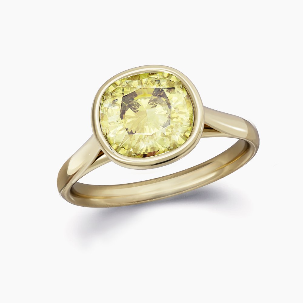 Above view of our Esmee Setting , A Sapphire Engagement Ring featuring a rubover setting and generous band.