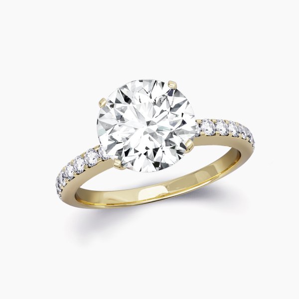 Our Giselle Setting is a Diamond Band Solitaire, shown here with a round brilliant diamond.