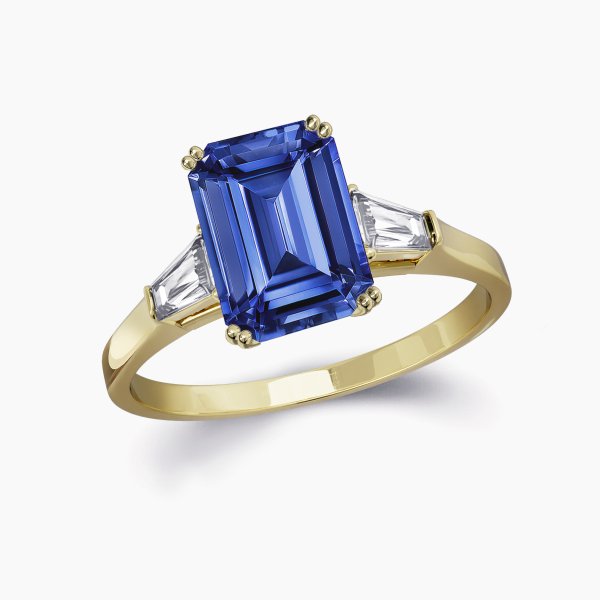 Our Bowery Setting Featuring an Emerald Cut Ceylonese Sapphire